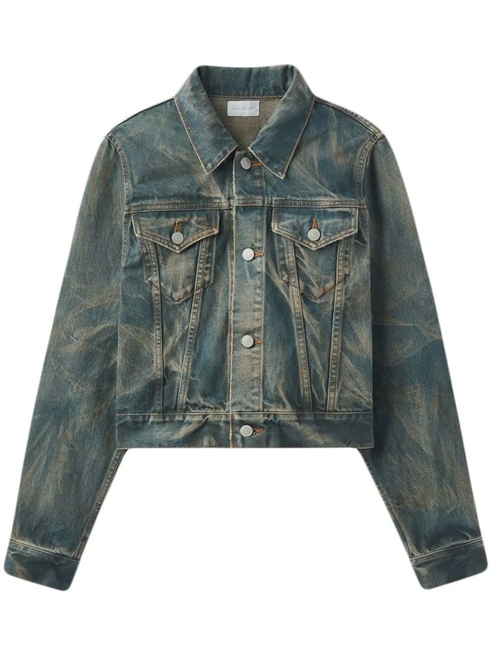 

John Elliott cropped stonewashed denim jacket - Blue