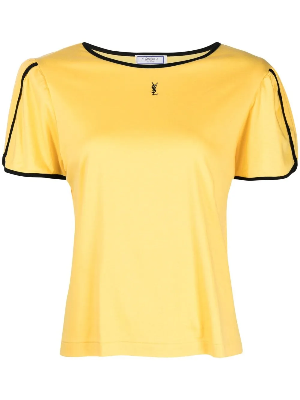 

Yves Saint Laurent Pre-Owned 1990-2000s logo-embroidered round-neck T-shirt - Yellow