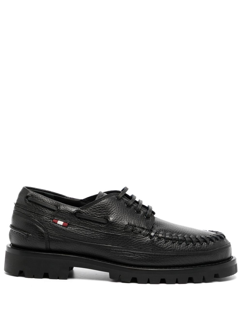 Bally Leather Ridged Derby-shoes In Black