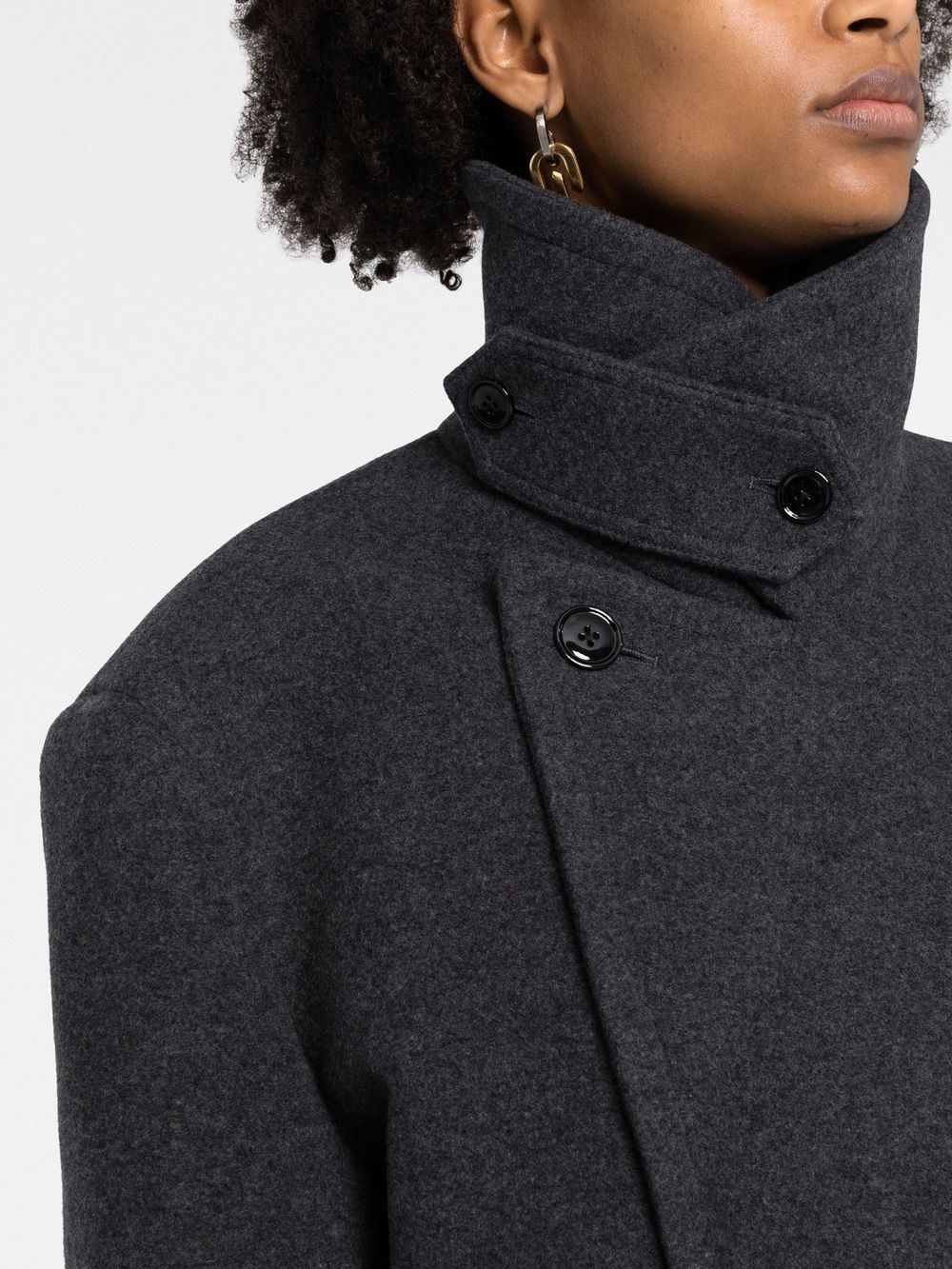 Shop Lemaire Double-breasted Peacoat In Grey