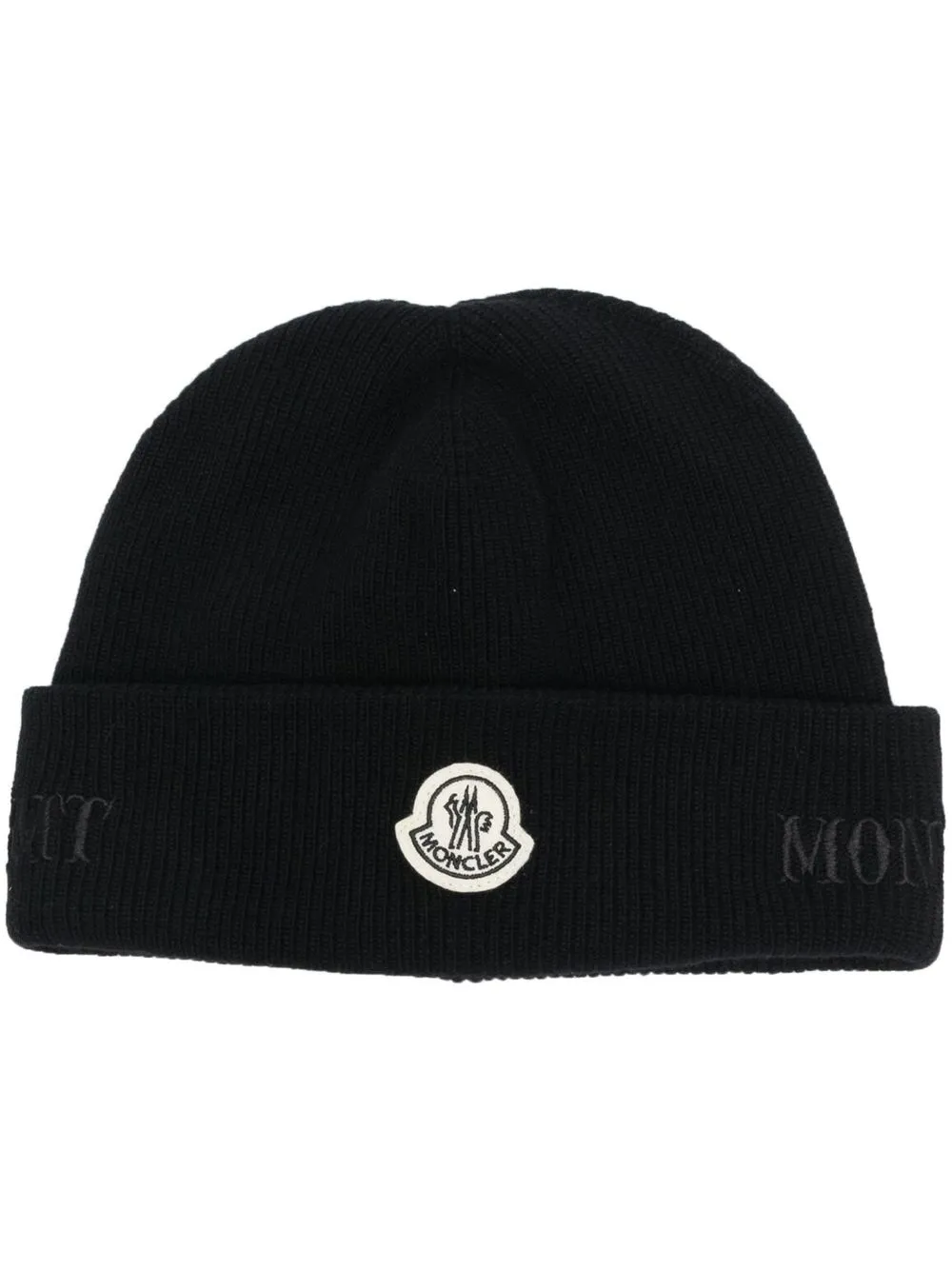 

Moncler ribbed-knit logo-patch beanie - Black