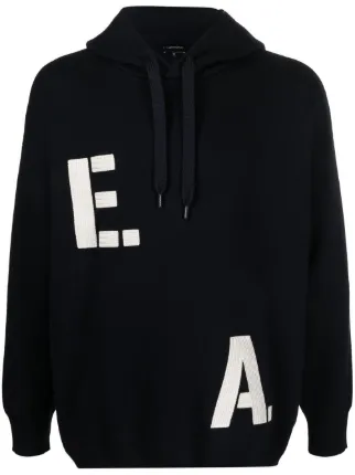 Emporio Armani ロゴアップリケ ニットパーカー | ブルー