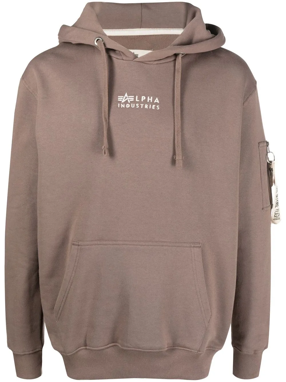 Alpha Industries Logo-embroidered Organic Cotton Hoodie In Brown