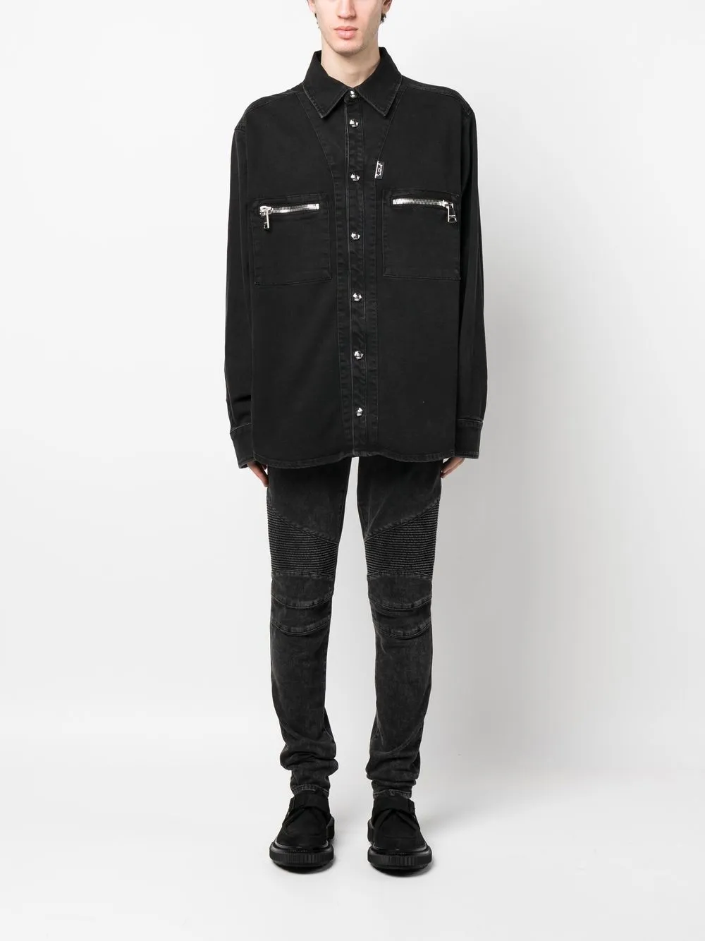 Balmain Shirtjack met ritszak - Zwart
