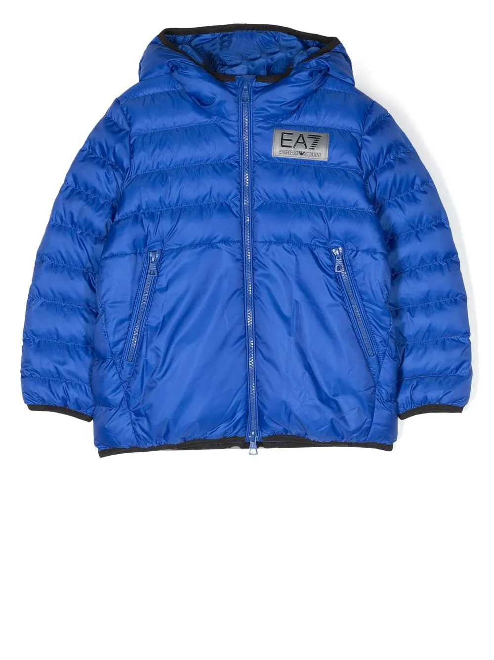 

Emporio Armani Kids logo-patch hooded puffer jacket - Blue