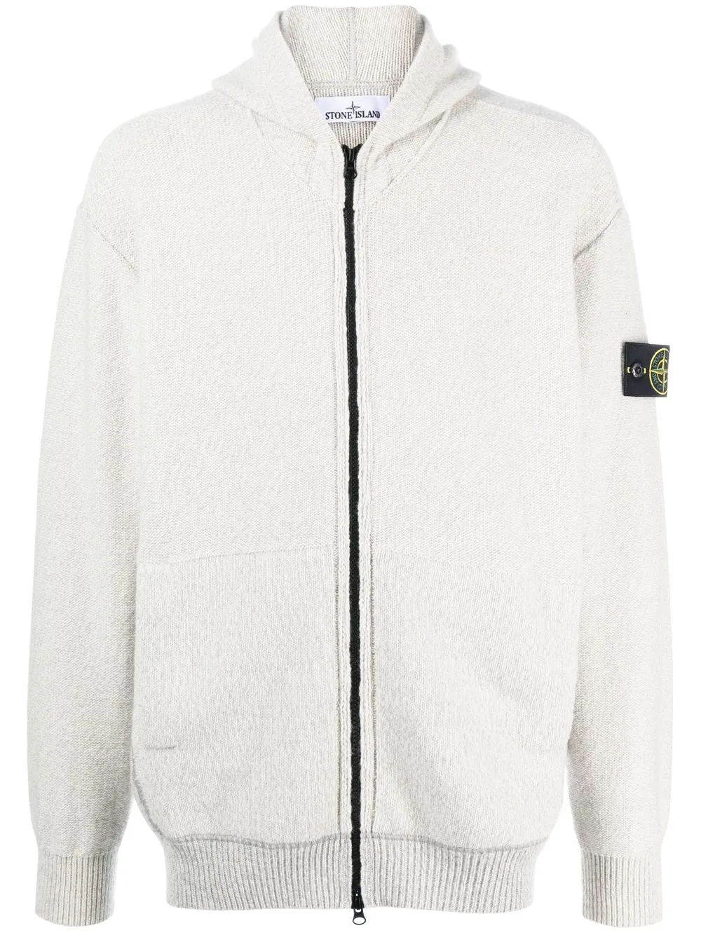 STONE ISLAND LOGO-PATCH ZIP-UP HOODIE