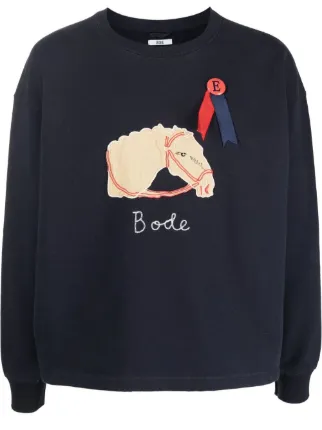 BODE Pony Appliqué Rosette Detail Sweatshirt - Farfetch