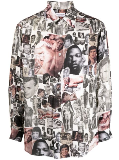 Honey Fucking Dijon graphic collage-print shirt 