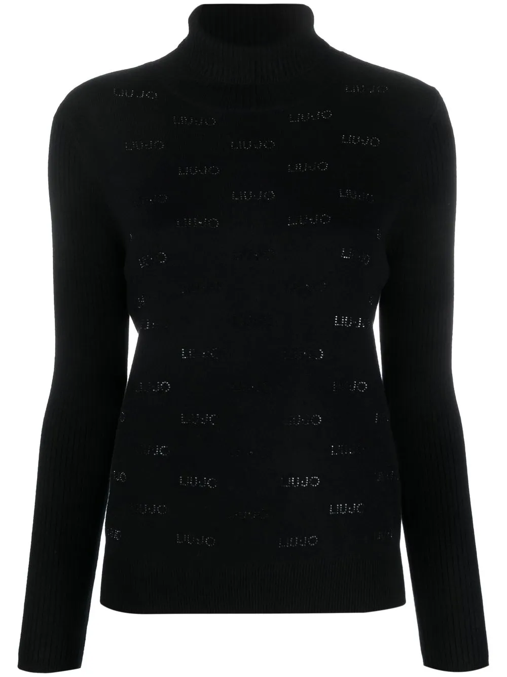 

LIU JO crystal-logo rollneck sweater - Black