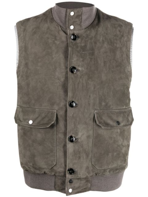 Kiton feather-down suede padded gilet