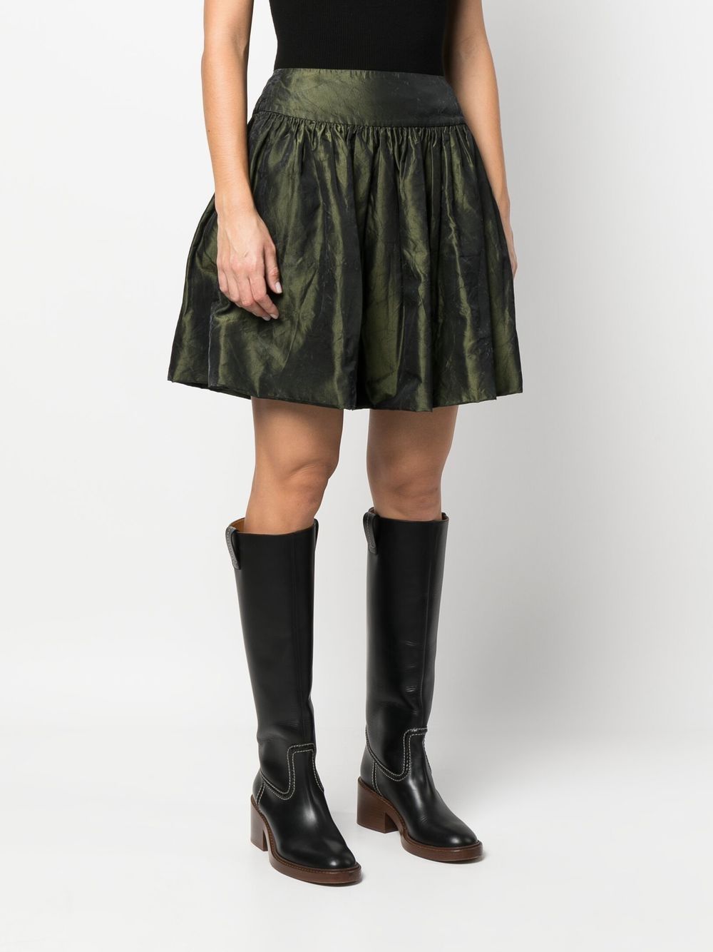 Pre-owned Dior 2010s  Flared Gathered Skirt In Green