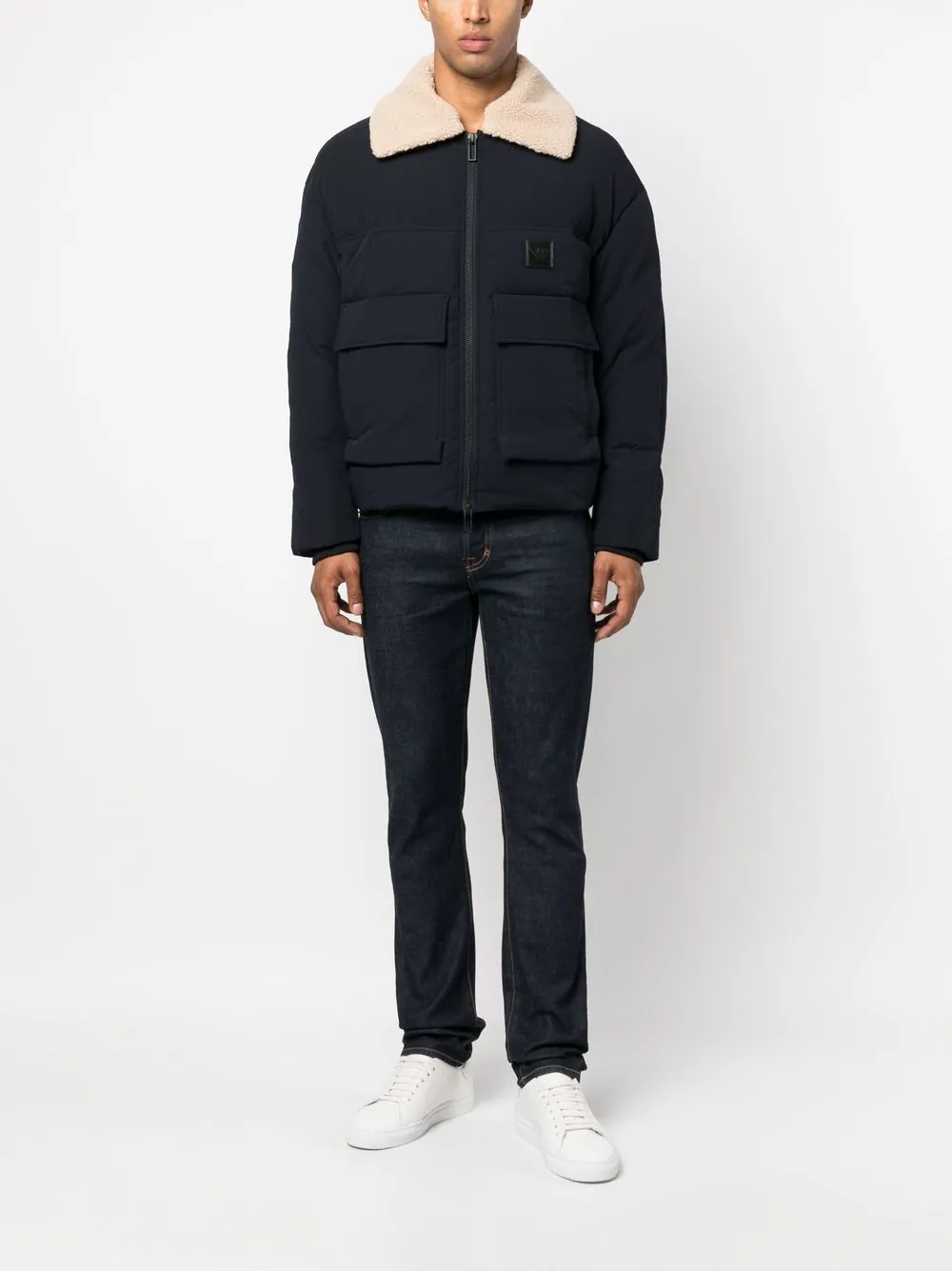 

Emporio Armani padded faux-shearling jacket - Blue