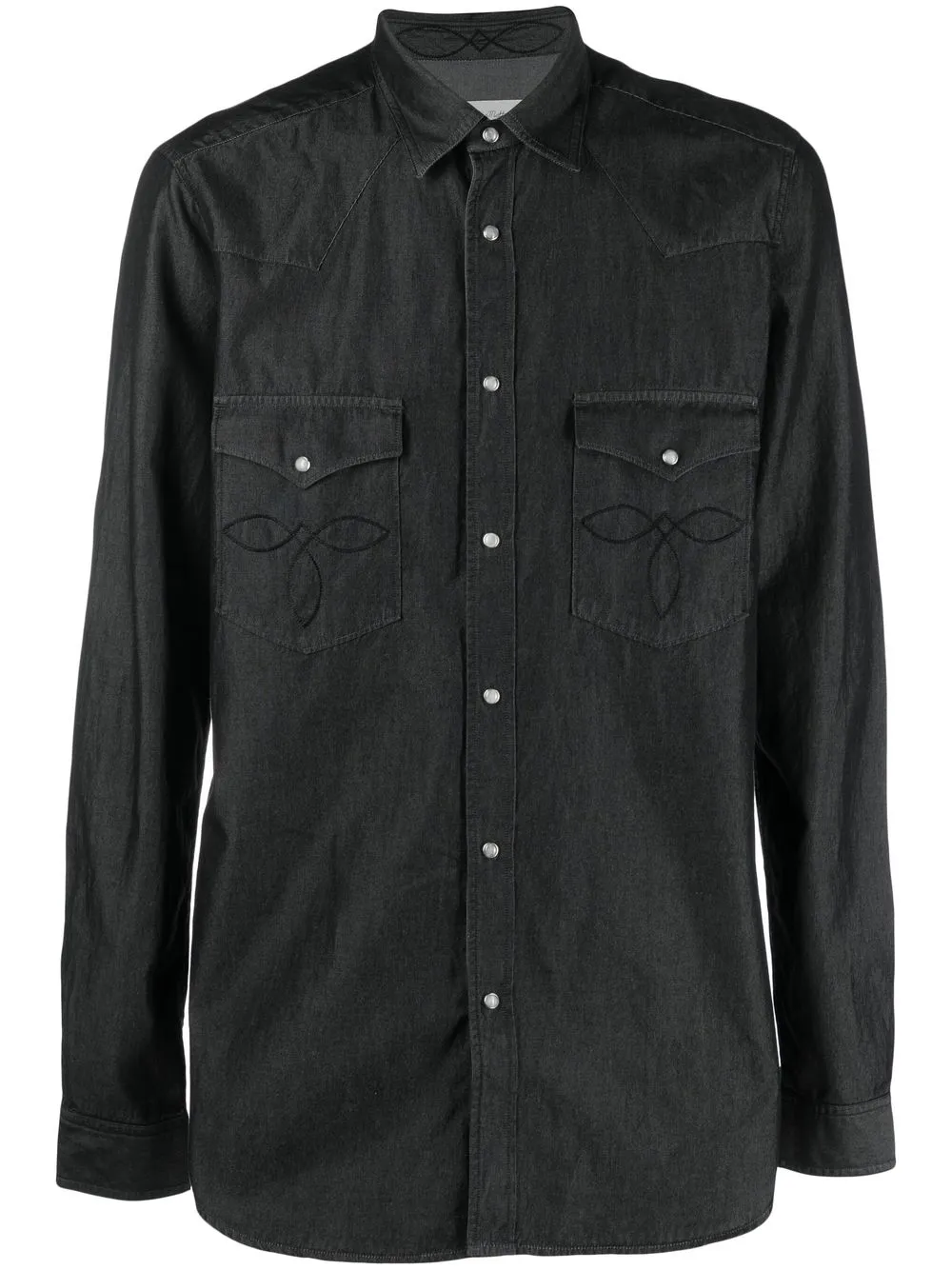 

Tintoria Mattei embroidered-chest pocket cotton shirt - Black