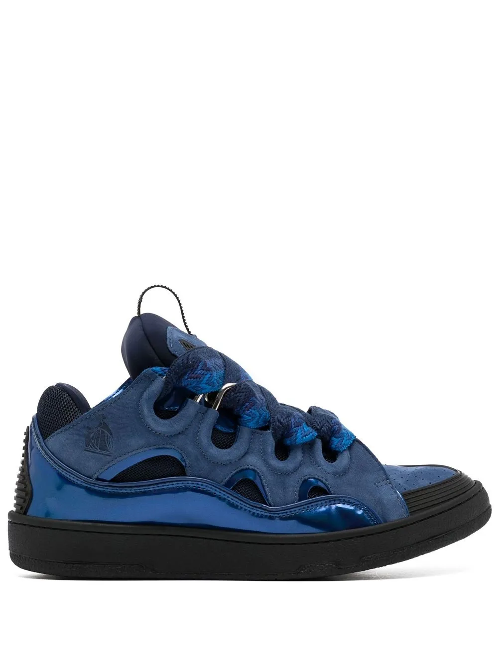 Lanvin Metallic Leather Curb Sneakers Majorelle Blue In 蓝色 | ModeSens