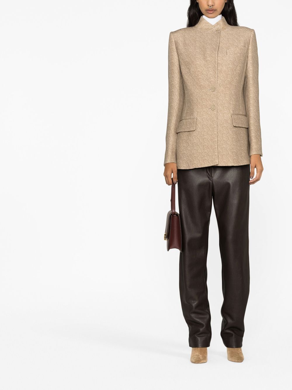 Shop Fendi Tailored Button-fastening Jacket In Brown