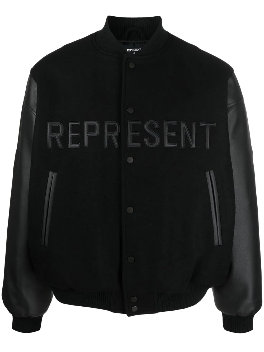 

Represent logo-patch woollen bomber jacket - Black