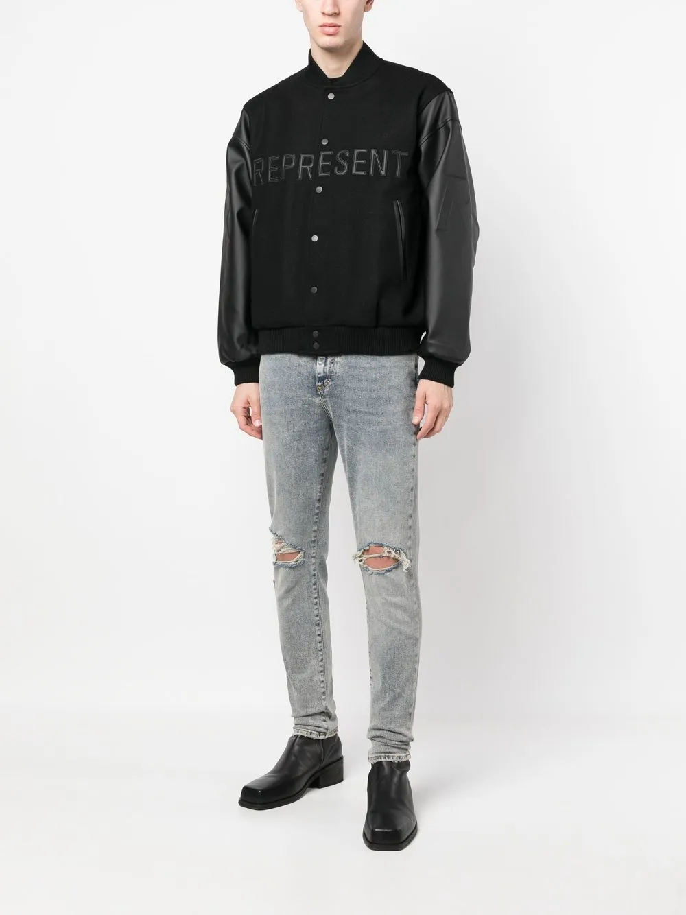 Represent Bomberjack met logopatch - Zwart