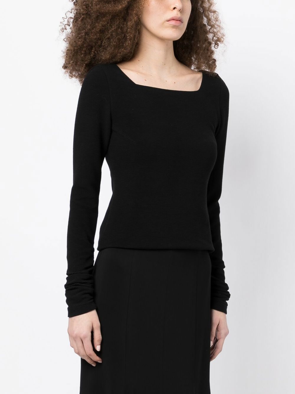 Shop 0711 Rived-knit Square-neck Top In Black