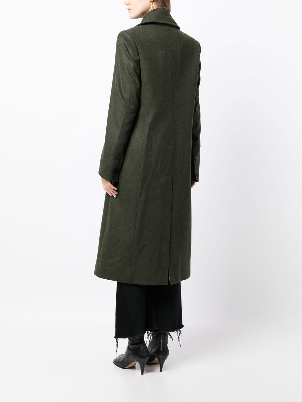 Shop 0711 Double-breasted Wool-cashmere Coat In Grün