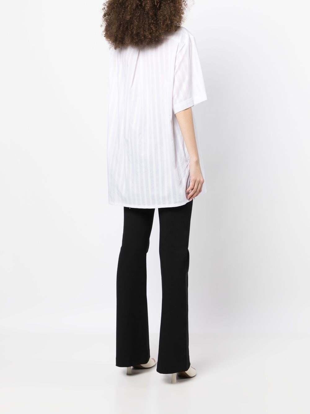 Shop 0711 Short-sleeve Striped Shirt In Weiss