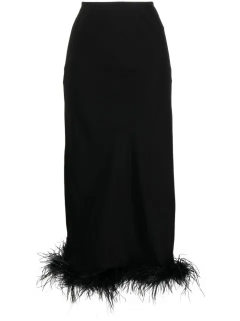 Rixo feather-trim ankle-length skirt