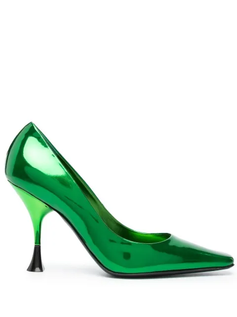 3juin 100mm patent-finish square pumps