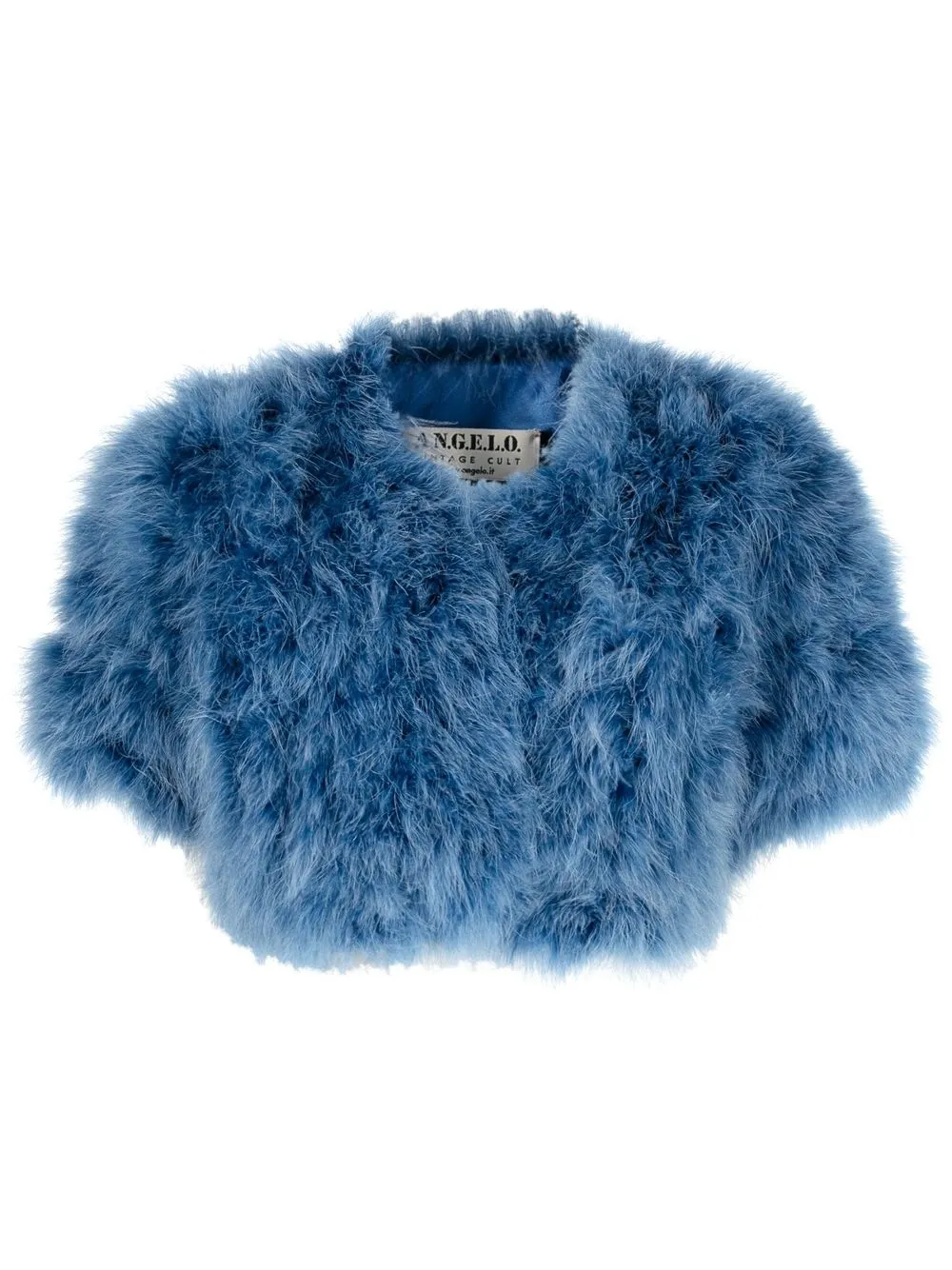 

A.N.G.E.L.O. Vintage Cult 2000s feather-embellished cropped jacket - Blue