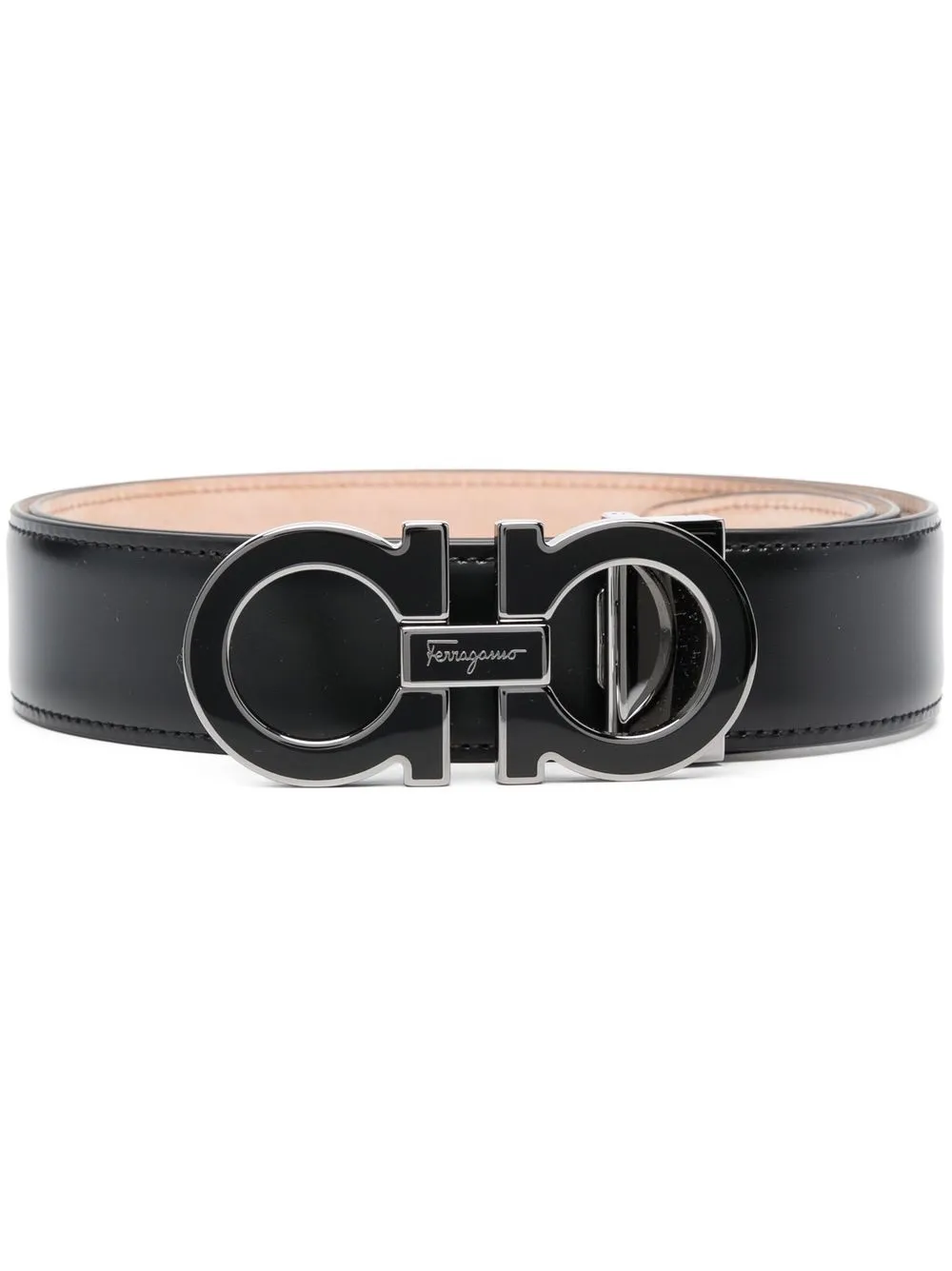 

Ferragamo enamelled Gancini-buckle belt - Black