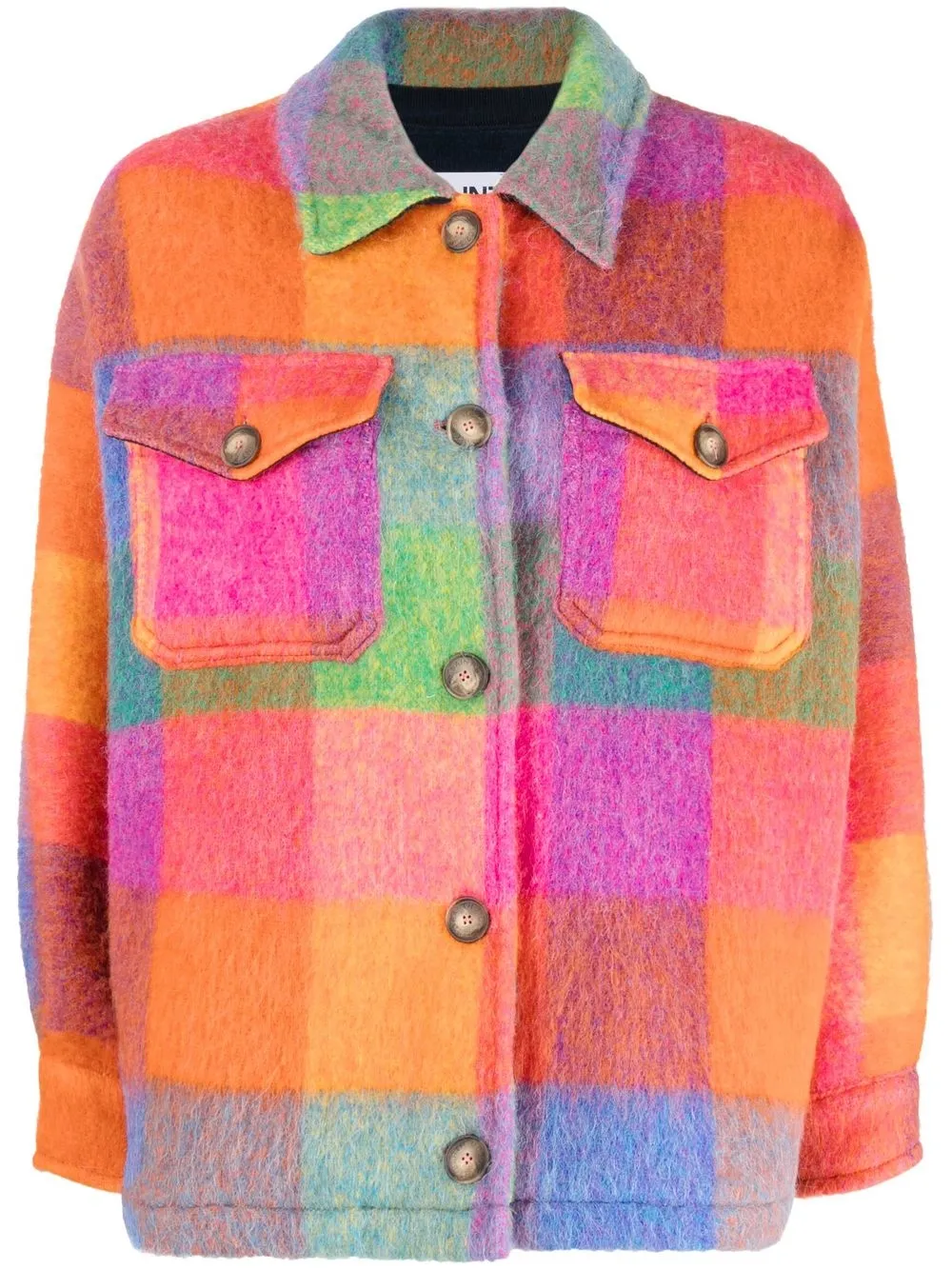 

MC2 Saint Barth Marceline fringed check-print jacket - Orange