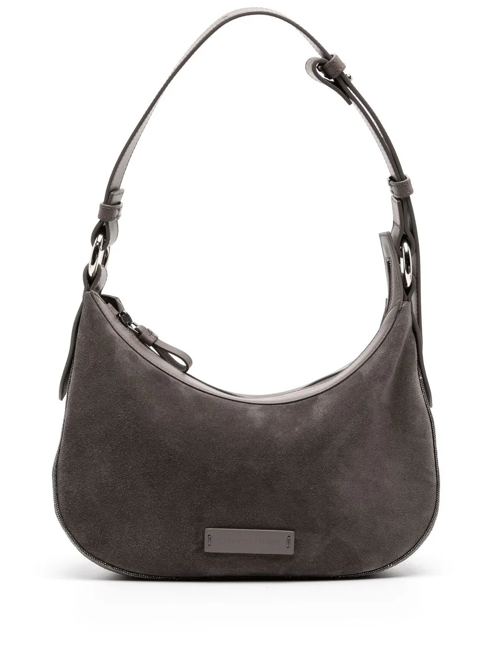 

Fabiana Filippi suede logo-patch shoulder bag - Grey