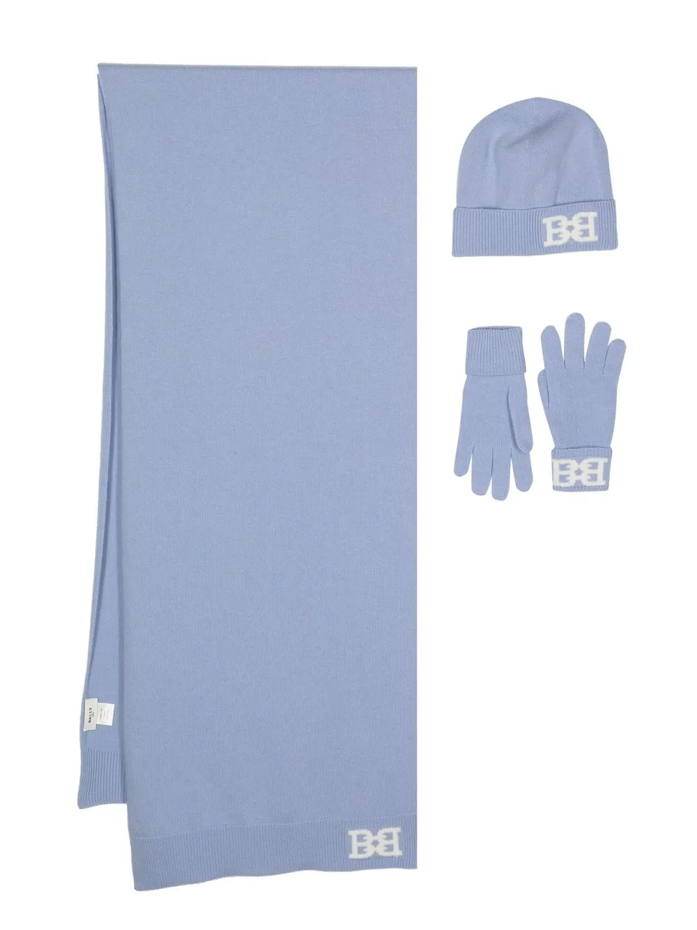 

Bally logo wool scarf set - Blue