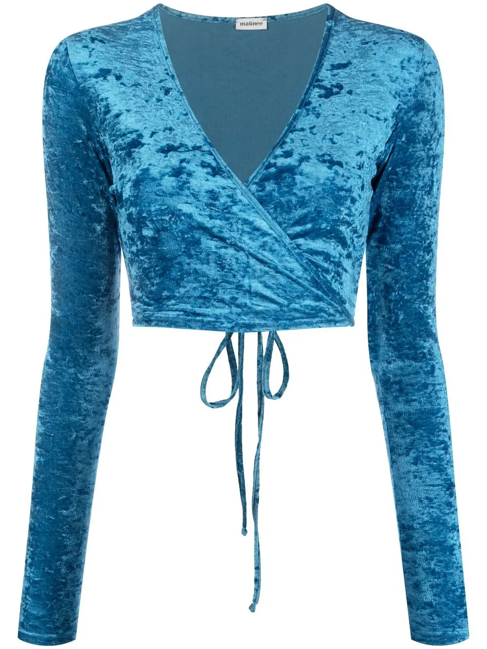 

Matinèe V-neck cropped wrap top - Blue