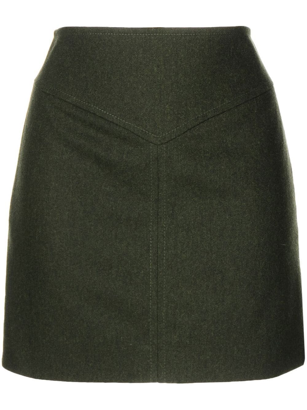 0711 Virgin Wool-cashmere Mini Skirt In Green