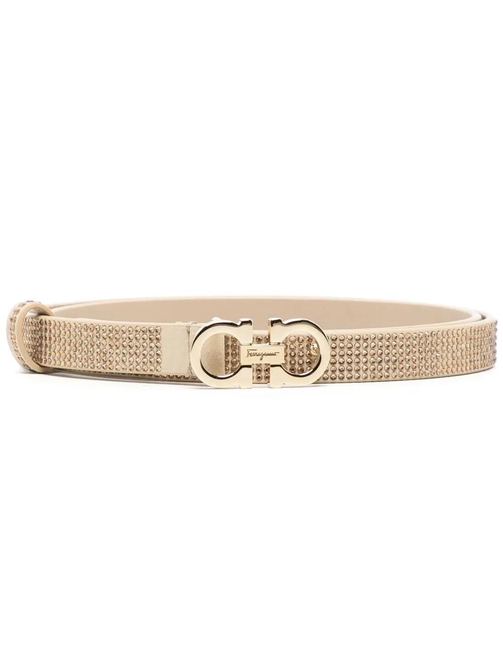 

Ferragamo Gancini rhinestone belt - Gold