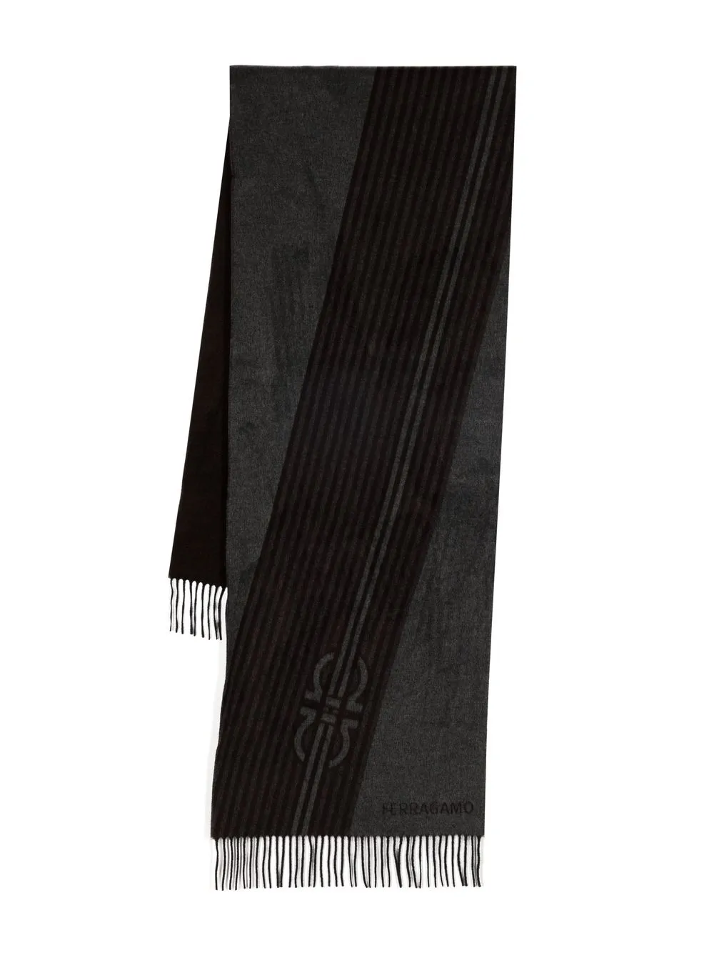 

Ferragamo intarsia-knit logo scarf - Grey