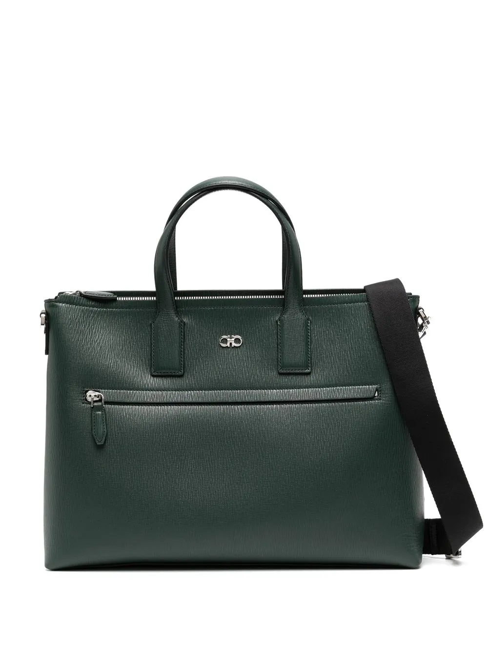 

Ferragamo logo-plaque grained briefcase - Green