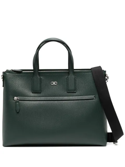 Ferragamo logo-plaque grained briefcase 