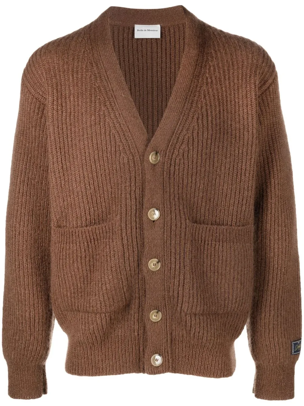 

Drôle De Monsieur rib-knit mohair-blend cardigan - Brown