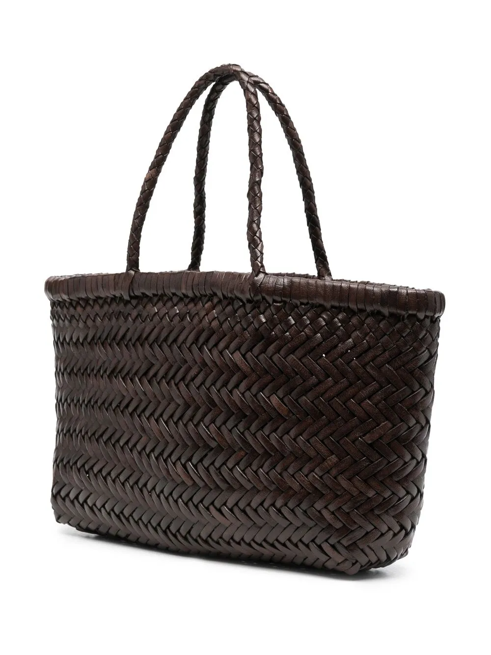 Dragon Diffusion Interwoven Leather Tote Bag In Brown