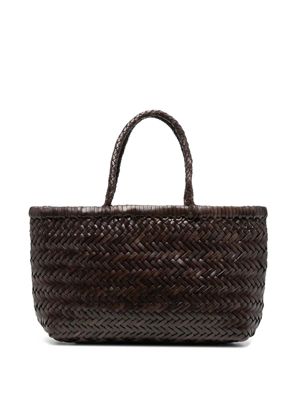 Dragon Diffusion Interwoven Leather Tote Bag In Brown