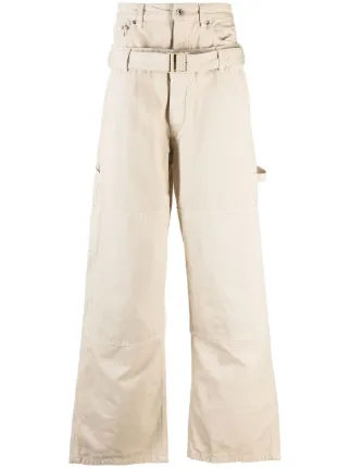 White belted 2025 wide leg trousers