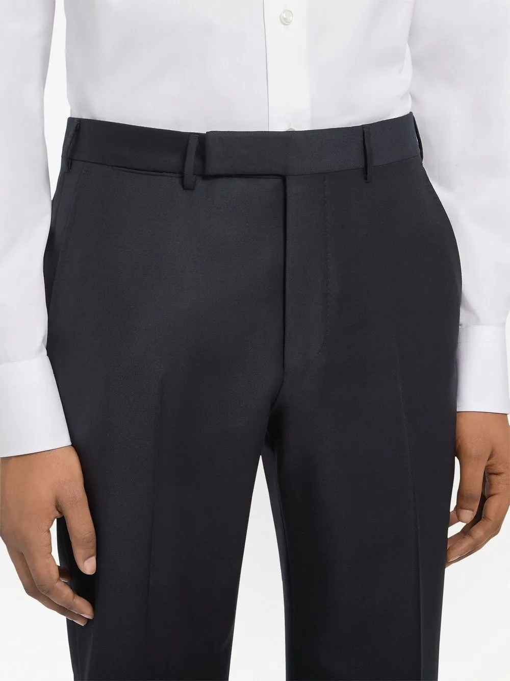 Shop Zegna Trofeo Tailored Wool Trousers In Blue