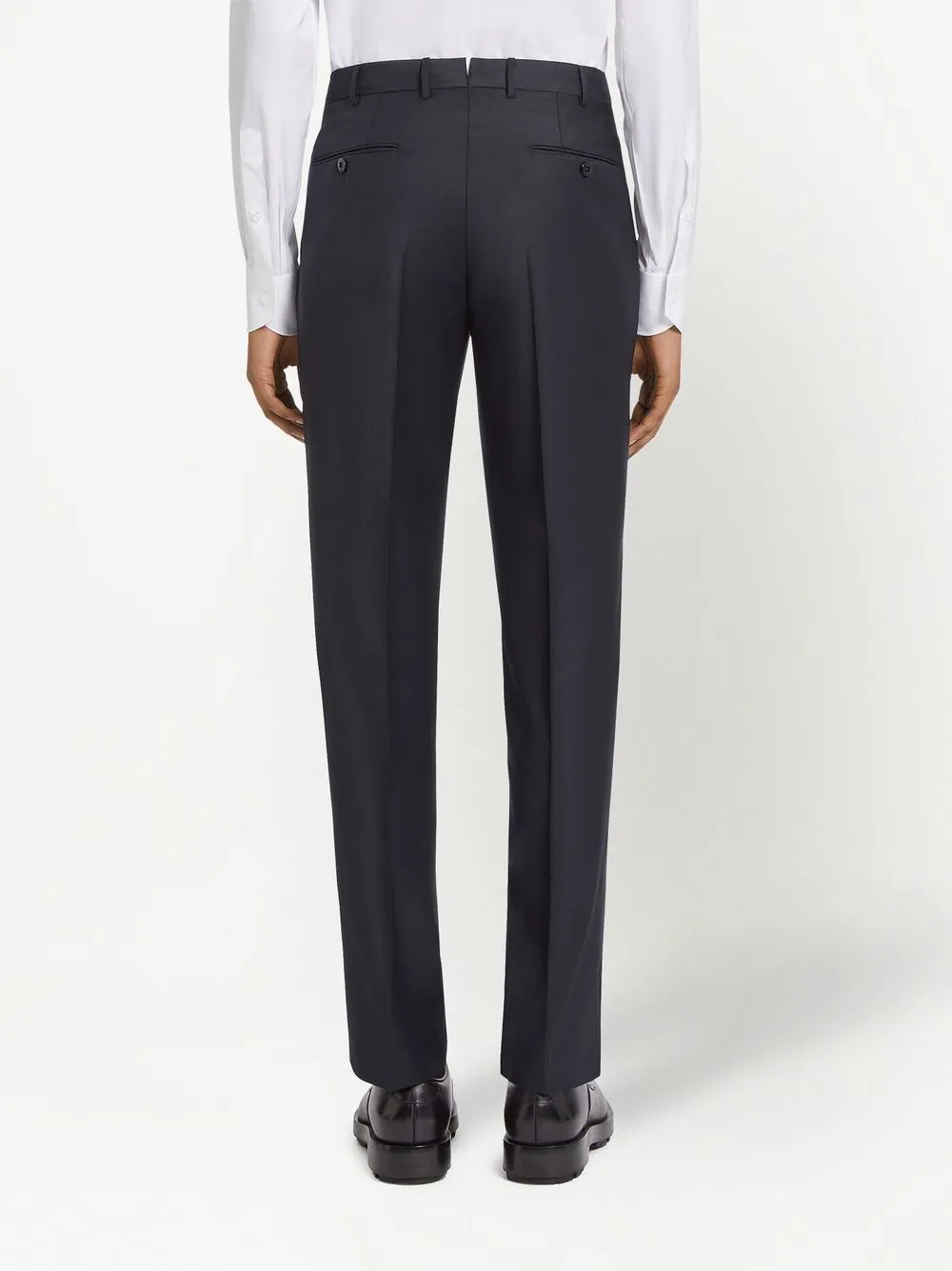 Shop Zegna Trofeo Tailored Wool Trousers In Blue