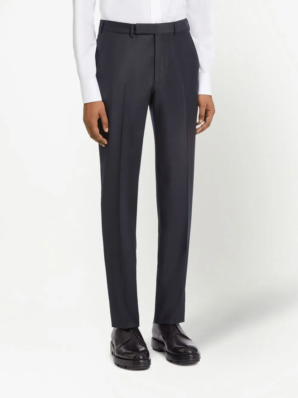 Shop Zegna Trofeo Tailored Wool Trousers In Blue