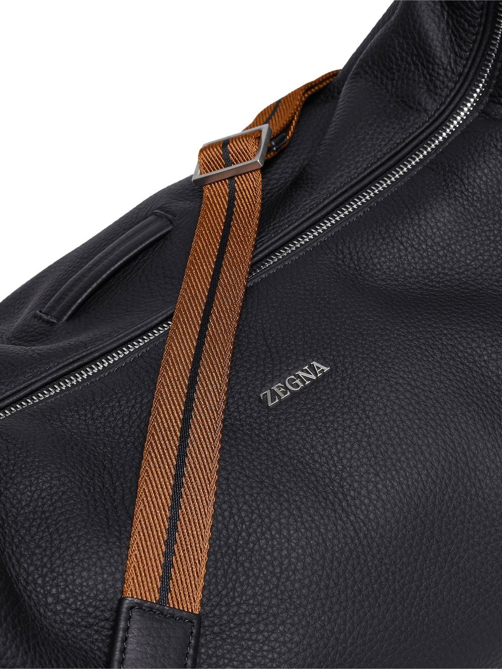 Shop Zegna Panorama Leather Messenger Bag In Black