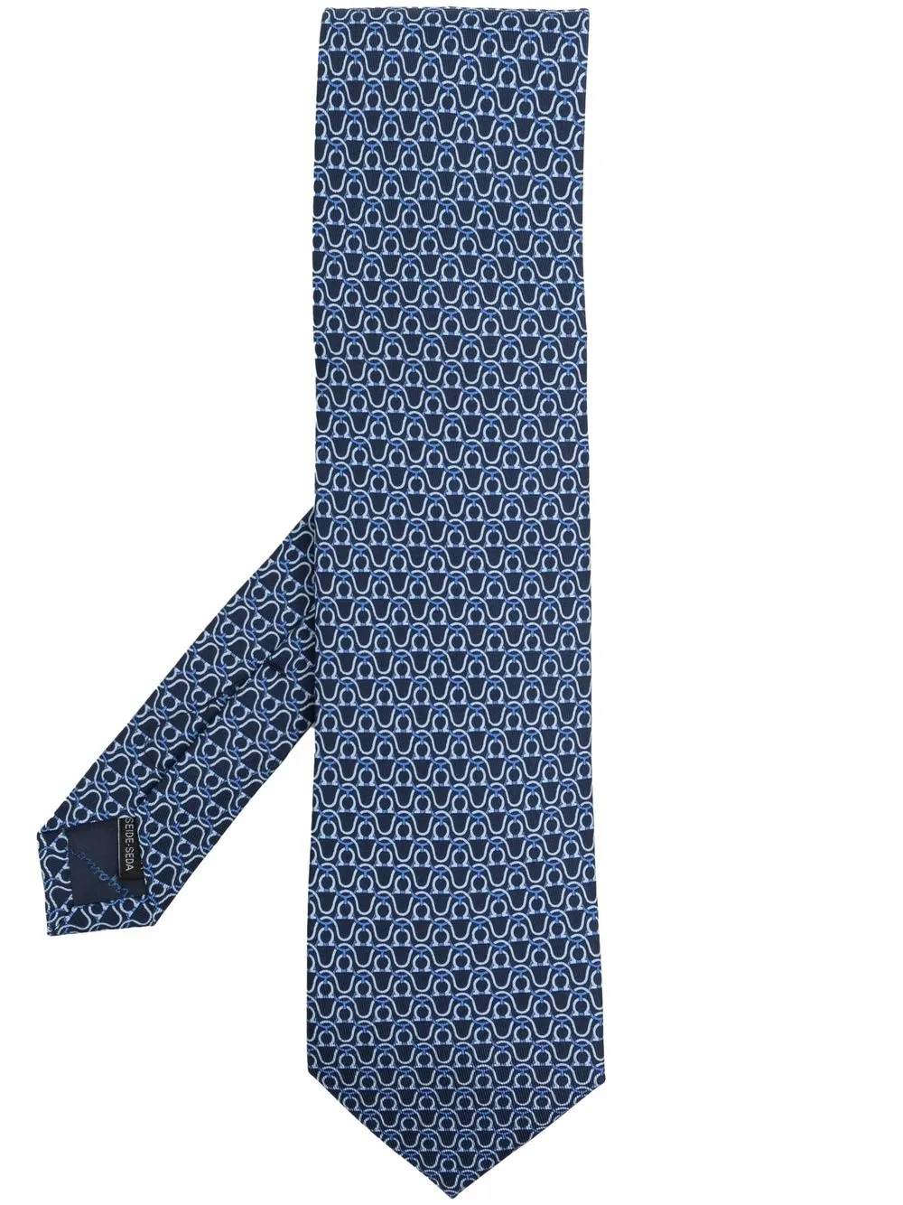 

Ferragamo Gancini-print silk tie - Blue