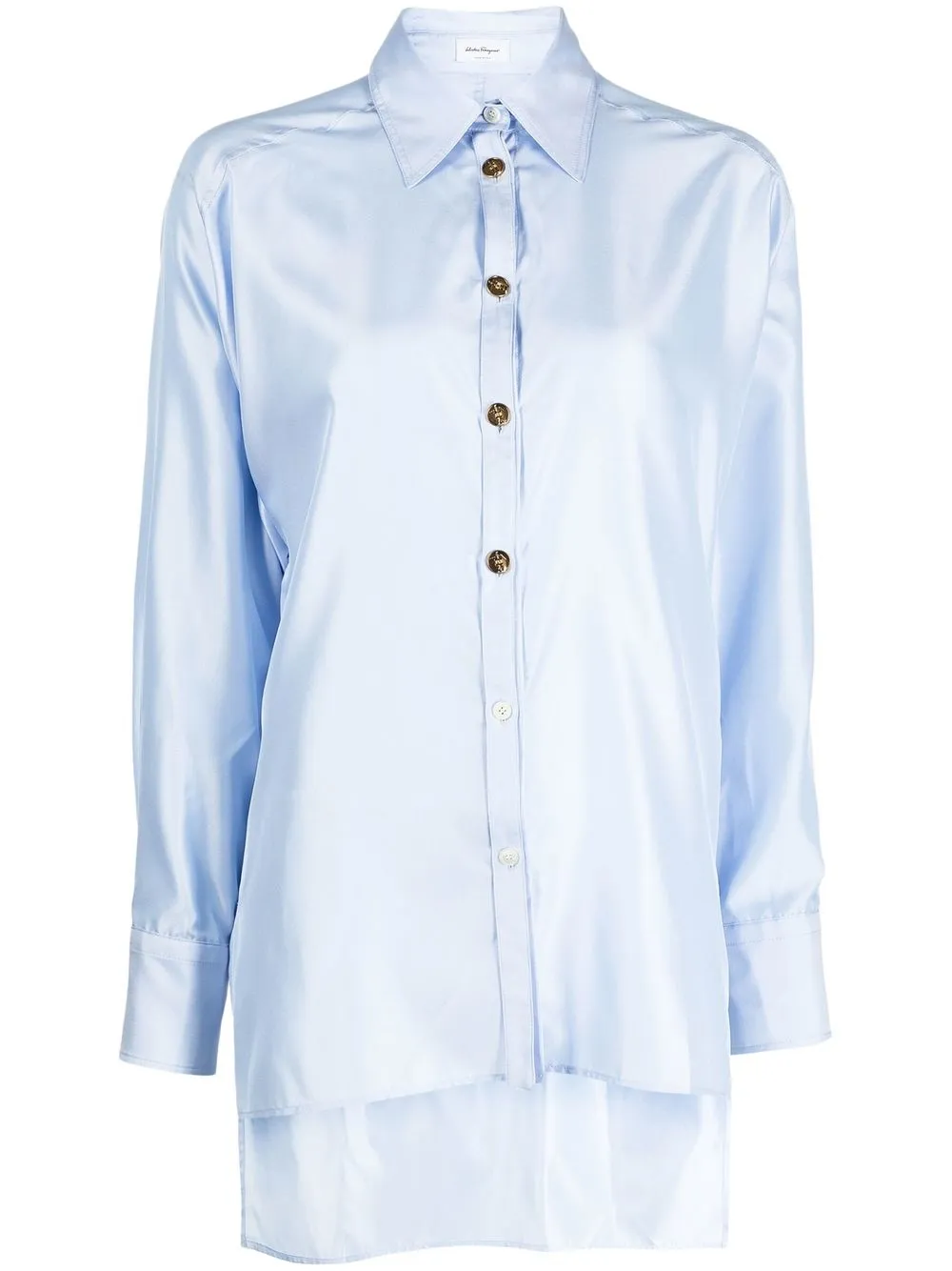 

Ferragamo camisa manga larga con acabado satinado - Azul