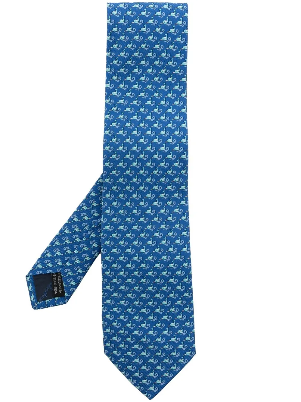 

Ferragamo silk dolphin-print tie - Blue