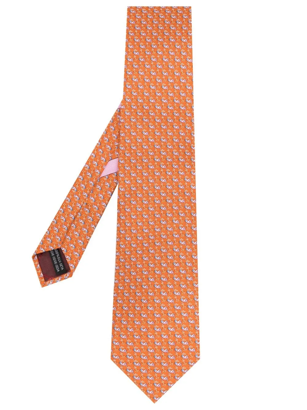 

Ferragamo corbata de seda con estampado de criquet - Naranja