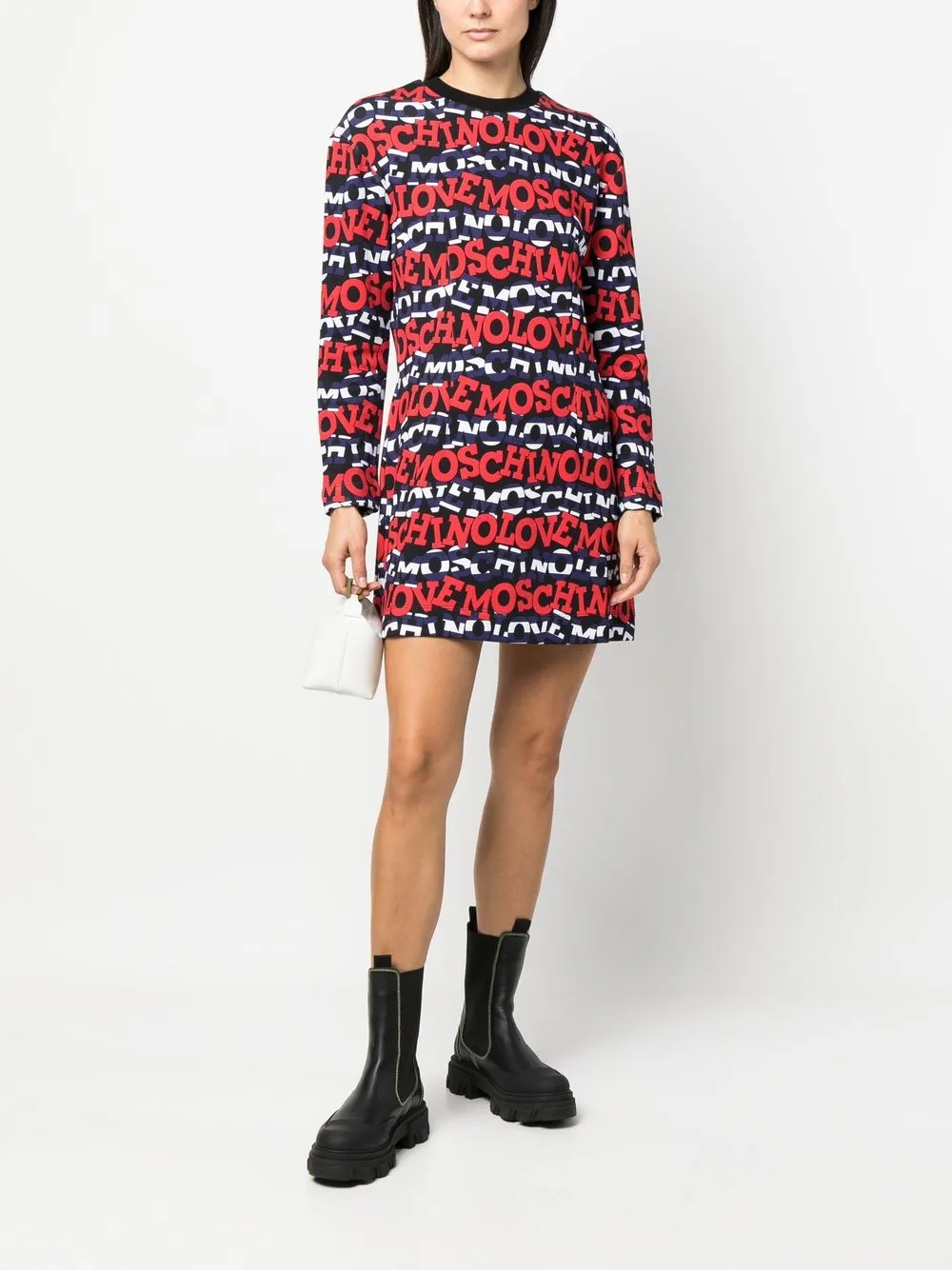 Love Moschino T-shirtjurk met logoprint - Zwart